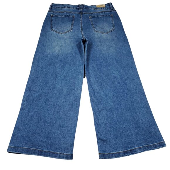 CROPPED Curve Appeal High Rise Wide Leg Stretch Blue Jeans Size 10 30 - Picture 2 of 8
